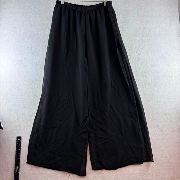 KS Women's Collection Black Pull On Pants Flowy Sheer Lined Swim Cover Beach 14W - Picture 1 of 12